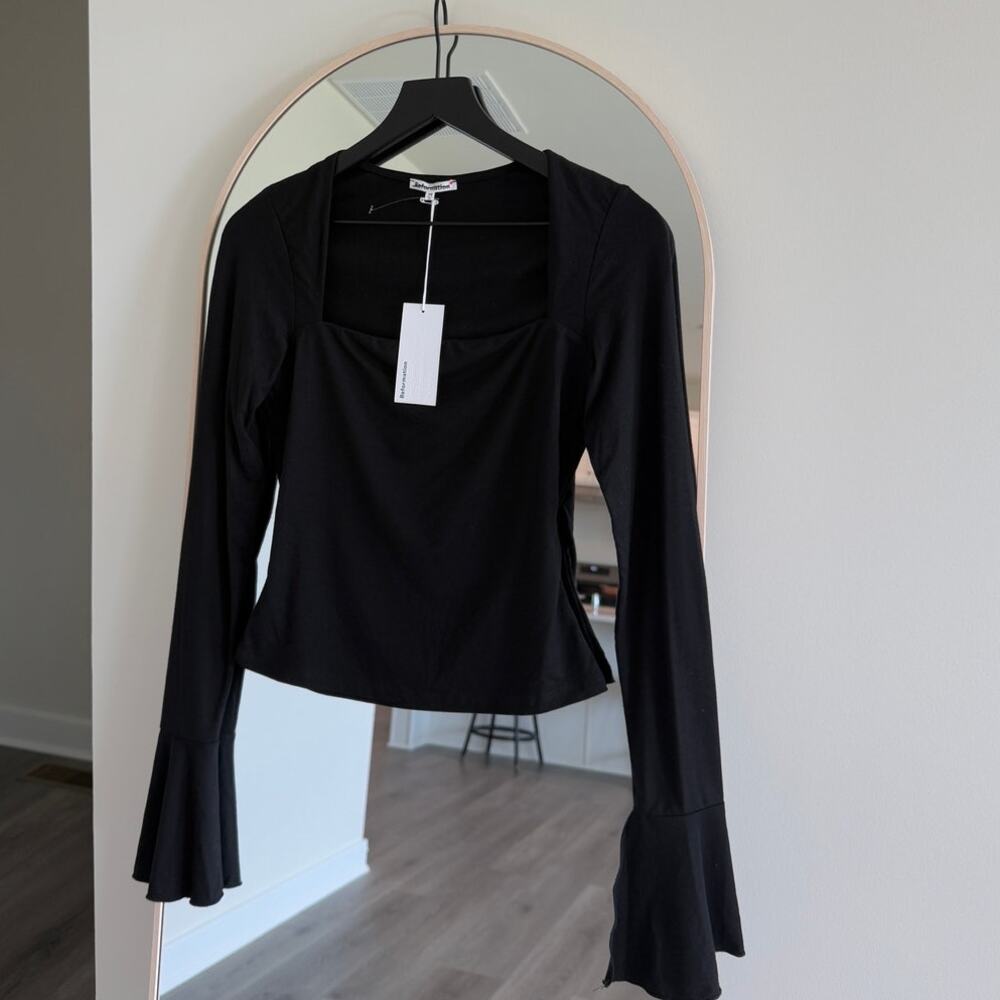 Reformation Lucca Long-Sleeve Knit Top Black - Picture 2 of 5